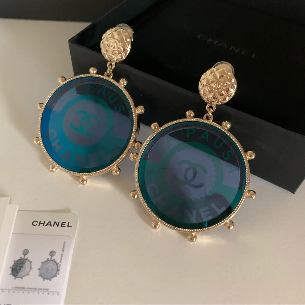 Chanel Large Logo Disc Earrings